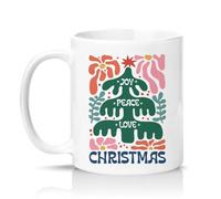 Sassy Souls Joy Peace Love Christmas 11oz Ceramic Novelty Mug Festive Typography Christmas Tea Coffee Cup White