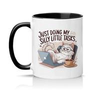 Sassy Souls Just Doing My Silly Little Tasks 11oz Ceramic Novelty Mug Working from Home Office Humour Cat Lover Tea Coffee Cup Gift Black