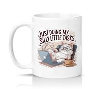 Sassy Souls Just Doing My Silly Little Tasks 11oz Ceramic Novelty Mug Working from Home Office Humour Cat Lover Tea Coffee Cup Gift White