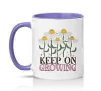 Sassy Souls Keep On Growing 11oz Ceramic Novelty Mug Floral Motivational Tea Coffee Cup Light Purple
