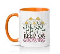 Sassy Souls Keep On Growing 11oz Ceramic Novelty Mug Floral Motivational Tea Coffee Cup Orange
