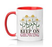Sassy Souls Keep On Growing 11oz Ceramic Novelty Mug Floral Motivational Tea Coffee Cup Red