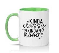 Sassy Souls Kinda Classy Kinda Hood 11oz Ceramic Novelty Mug Sarcastic Humour Tea Coffee Cup Gift Green