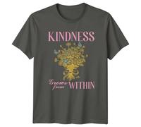 Sassy Souls Kindness Grows from Within Flowers Butterflies Inspirational Positive Message Graphic Tee Men Women Unisex T-Shirt 2XL Light Graphite