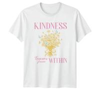 Sassy Souls Kindness Grows from Within Flowers Butterflies Inspirational Positive Message Graphic Tee Men Women Unisex T-Shirt S White