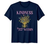 Sassy Souls Kindness Grows from Within Flowers Butterflies Inspirational Positive Message Graphic Tee Men Women Unisex T-Shirt L Navy Blue