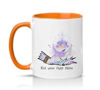 Sassy Souls Let Your Light Shine 11oz Ceramic Novelty Mug Spiritual Affirmation Inspirational Tea Coffee Cup Gift Orange