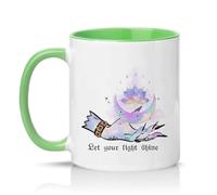 Sassy Souls Let Your Light Shine 11oz Ceramic Novelty Mug Spiritual Affirmation Inspirational Tea Coffee Cup Gift Green