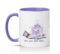 Sassy Souls Let Your Light Shine 11oz Ceramic Novelty Mug Spiritual Affirmation Inspirational Tea Coffee Cup Gift Light Purple