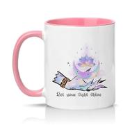 Sassy Souls Let Your Light Shine 11oz Ceramic Novelty Mug Spiritual Affirmation Inspirational Tea Coffee Cup Gift Pink