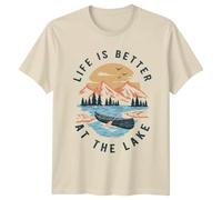 Sassy Souls Life is Better at The Lake Outdoors Lake Life Graphic Tee Mens Womens Unisex T-Shirt Nature Lover Kayaking Canoeing Camping Top 2XL
