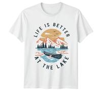 Sassy Souls Life is Better at The Lake Outdoors Lake Life Graphic Tee Mens Womens Unisex T-Shirt Nature Lover Kayaking Canoeing Camping Top 4XL White