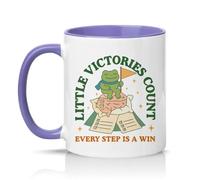 Sassy Souls Little Victories Count Every Step is A Win 11oz Ceramic Novelty Mug Positive Affirmations Mental Health Tea Coffee Cup Gift Light Purple