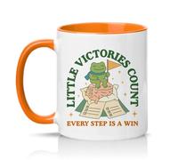 Sassy Souls Little Victories Count Every Step is A Win 11oz Ceramic Novelty Mug Positive Affirmations Mental Health Tea Coffee Cup Gift Orange