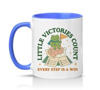 Sassy Souls Little Victories Count Every Step is A Win 11oz Ceramic Novelty Mug Positive Affirmations Mental Health Tea Coffee Cup Gift Blue
