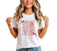 Sassy Souls Love Decorative Patterned Letters Hearts Cherries Aesthetic Womens T-Shirt Valentines Sweet Romance Relationship Gift for Her