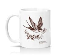 Sassy Souls Love Grows Where Spring Begins 11oz Ceramic Novelty Mug Nature Bird Illustration Tea Coffee Cup Gift White