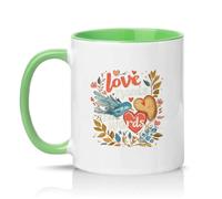 Sassy Souls Love Needs No Words 11oz Ceramic Novelty Mug Romantic Relationship Quote Tea Coffee Cup Green