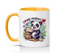 Sassy Souls Love Pandas 11oz Ceramic Novelty Mug Panda Lovers Animal Lovers Tea Coffee Cup Gift Golden Yellow