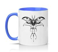 Sassy Souls Lunar Moth 11oz Ceramic Novelty Mug Nature Art Moth Illustration Tea Coffee Cup Gift Blue
