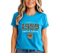 Sassy Souls Made in 1959 Limited Edition Womens Graphic T Shirt 67th Birthday Gift Leopard Print Top M (12-14) Azure Blue