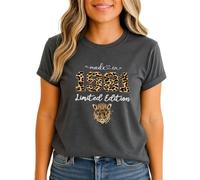 Sassy Souls Made in 1981 Limited Edition 45th Birthday Womens Graphic T-Shirt Leopard Print Design M (12-14) Dark Heather