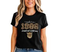 Sassy Souls Made in 1986 Limited Edition Womens Graphic T-Shirt 40th Birthday Leopard Print Top M (12-14) Black