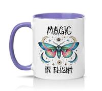 Sassy Souls Magic in Flight 11oz Ceramic Novelty Mug Celestial Moth Spiritual Witchy Tea Coffee Cup Gift Light Purple