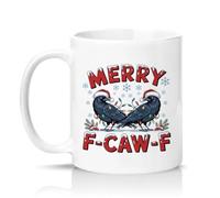 Sassy Souls Merry F-Caw-F 11oz Ceramic Novelty Mug Raven Bird Christmas Humour Tea Coffee Cup White