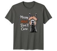 Sassy Souls Messy Hair Don't Care Llama T-Shirt - Funny Alpaca Graphic Tee