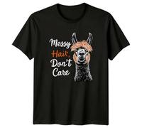 Sassy Souls Messy Hair Don't Care Llama T-Shirt - Funny Alpaca Graphic Tee