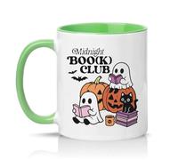 Sassy Souls Midnight Boo k Club 11oz Ceramic Novelty Mug Book Lovers Halloween Spooky Ghost Tea Coffee Cup Gift Green