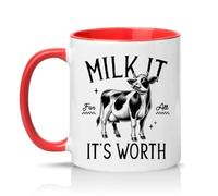 Sassy Souls Milk It for All Its Worth 11oz Ceramic Novelty Mug Cow Pun Farm Life Tea Coffee Cup Gift Red