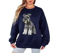 Sassy Souls Miniature Schnauzer Dog Graphic Animals Womens Sweatshirt For Women Ladies Pullover Jumper Design Apparel M Navy Blue