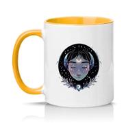 Sassy Souls Moon Goddess 11oz Ceramic Novelty Mug Celestial Fantasy Mystical Art Tea Coffee Cup Gift Golden Yellow