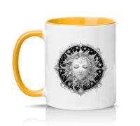 Sassy Souls Moon Goddess Celestial Face 11oz Ceramic Novelty Mug Mystical Fantasy Celestial Art Tea Coffee Cup Gift Golden Yellow