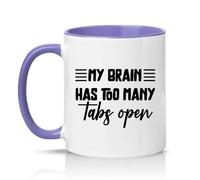 Sassy Souls My Brain Has Too Many Tabs Open 11oz Ceramic Novelty Mug Office Humour Tea Coffee Cup Light Purple