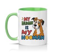 Sassy Souls My Human is My Hooman 11oz Ceramic Novelty Mug Dog Lovers Pet Owners Tea Coffee Cup Gift Green