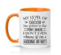 Sassy Souls My Level of Sarcasm Has Gotten to The Point Where I Dont Even Know If Im Kidding Or Not 11oz Ceramic Novelty Mug Sarcastic Humour Tea Coffee Cup Orange