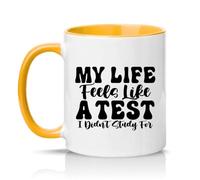 Sassy Souls My Life Feels Like A Test I Didnt Study for 11oz Ceramic Novelty Mug Student Exam Stress Education Humour Tea Coffee Cup Gift Golden Yellow