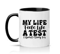 Sassy Souls My Life Feels Like A Test I Didnt Study for 11oz Ceramic Novelty Mug Student Exam Stress Education Humour Tea Coffee Cup Gift Black