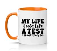 Sassy Souls My Life Feels Like A Test I Didnt Study for 11oz Ceramic Novelty Mug Student Exam Stress Education Humour Tea Coffee Cup Gift Orange