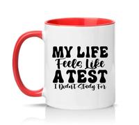 Sassy Souls My Life Feels Like A Test I Didnt Study for 11oz Ceramic Novelty Mug Student Exam Stress Education Humour Tea Coffee Cup Gift Red