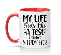Sassy Souls My Life Feels Like A Test I Didnt Study for 11oz Ceramic Novelty Mug Student Exam Stress Education Humour Tea Coffee Cup Red