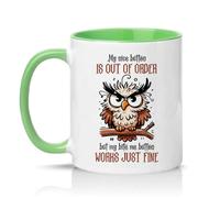 Sassy Souls My Nice Button is Out of Order But My Bite Me Button Works Just Fine 11oz Ceramic Novelty Mug Sarcastic Office Humour Tea Coffee Cup Gift Green