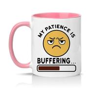 Sassy Souls My Patience is Buffering 11oz Ceramic Novelty Mug Passive Aggressive Office Humour Tea Coffee Cup Gift Pink