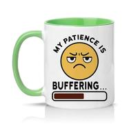 Sassy Souls My Patience is Buffering 11oz Ceramic Novelty Mug Passive Aggressive Office Humour Tea Coffee Cup Gift Green
