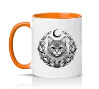 Sassy Souls Mystic Crystal Cat 11oz Ceramic Novelty Mug Cat Lovers Spiritual Tea Coffee Cup Gift Orange