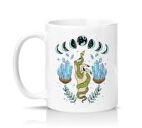 Sassy Souls Mystic Snake Moon Phases Crystal Hand 11oz Ceramic Novelty Mug Spiritual Aesthetic Tea Coffee Cup Gift White