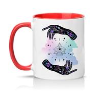 Sassy Souls Mystical Hands All Seeing Eye 11oz Ceramic Novelty Mug Occult Celestial Spiritual Tea Coffee Cup Red